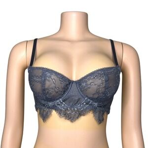 Victoria's Secret Dream Angels Push Up Without Padding Gray Lace Bra‎ Size 34B